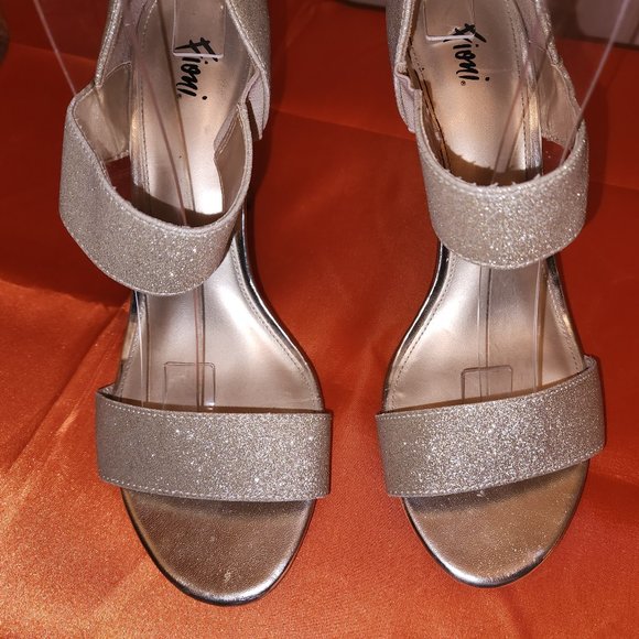 Fioni Gold Sparkle Double Strap Heels - Picture 6 of 9